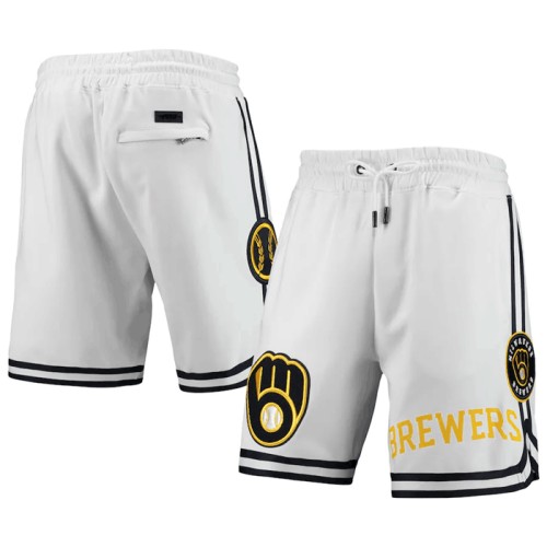 Men's Milwaukee Brewers White Shorts - Click Image to Close